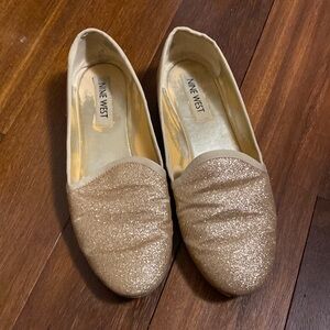 Nine West Gold Glitter Smoking Slippers size 7